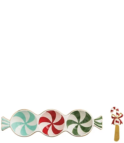 Mud Pie Twas The Night Collection Christmas Candy Triple Tidbit Dish