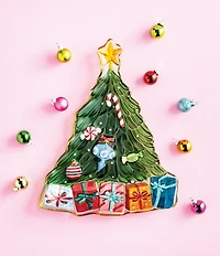 Mud Pie Twas The Night Collection Christmas Tree Glass Platter
