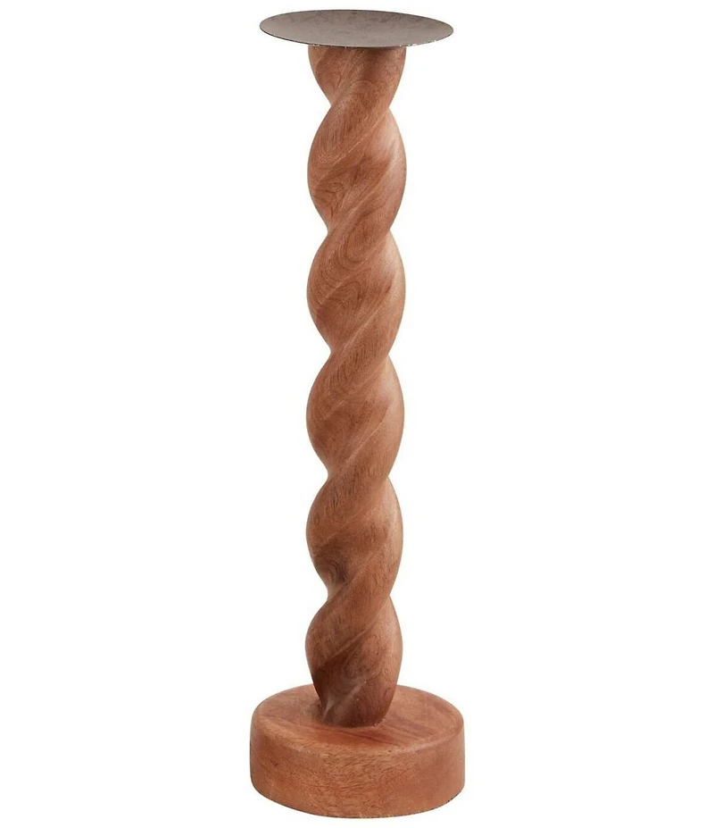 Mud Pie Twisted Wood Candlestick