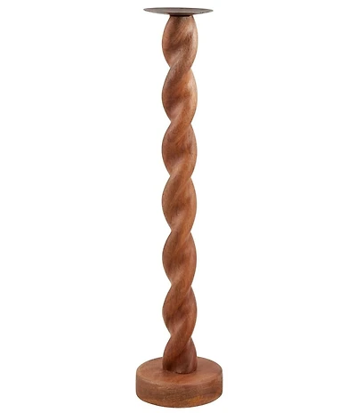 Mud Pie Twisted Wood Sculpture Candlestick