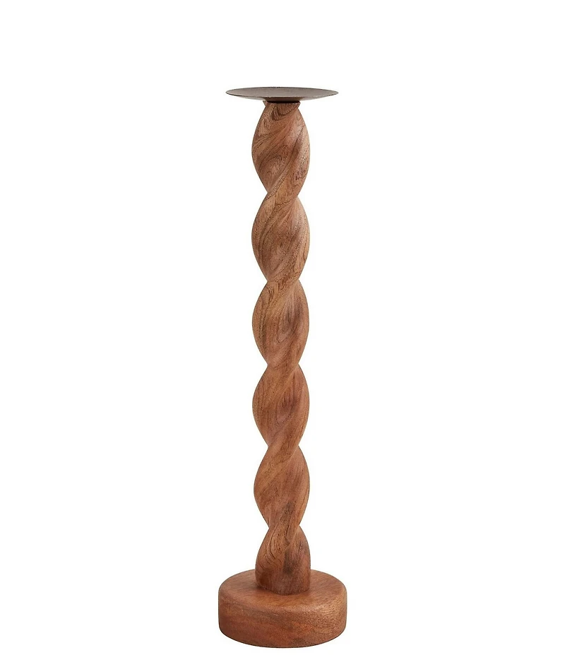 Mud Pie Twisted Wood Sculpture Candlestick