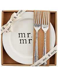 Mud Pie Wedding Collection Mr & Mrs Cake Plate Set