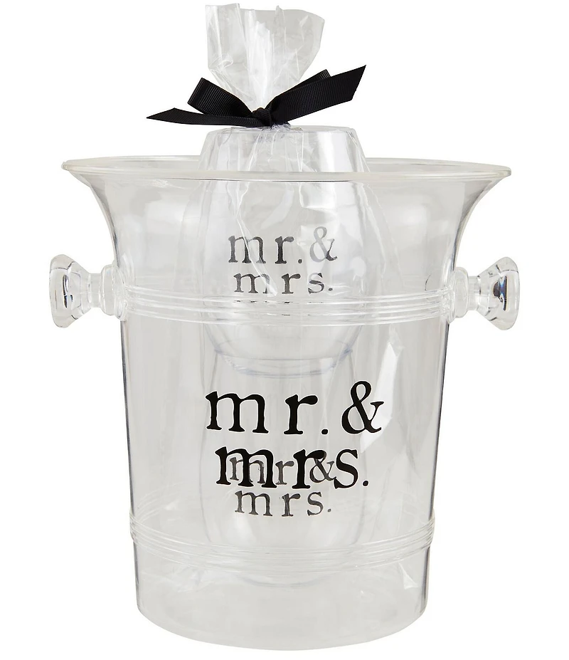 Mud Pie Wedding Mr & Mrs Ice Bucket & Glass Set