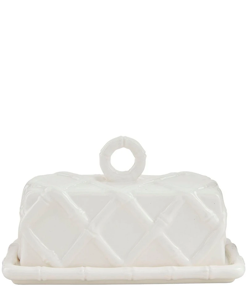 Mud Pie White Bamboo Butter Dish