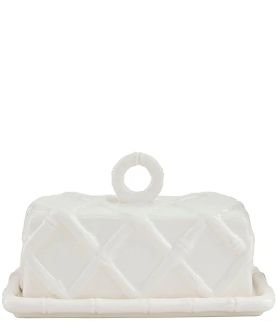 Mud Pie White Bamboo Butter Dish