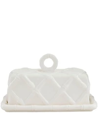 Mud Pie White Bamboo Butter Dish