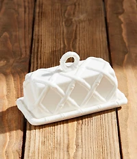 Mud Pie White Bamboo Butter Dish