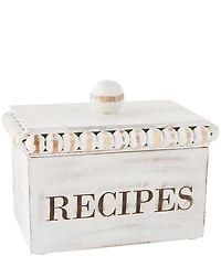 Mud Pie White Beaded Recipe Box