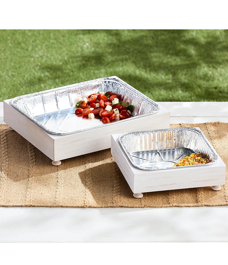 Mud Pie Wood Aluminum Pan Holder Set