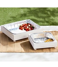 Mud Pie Wood Aluminum Pan Holder Set