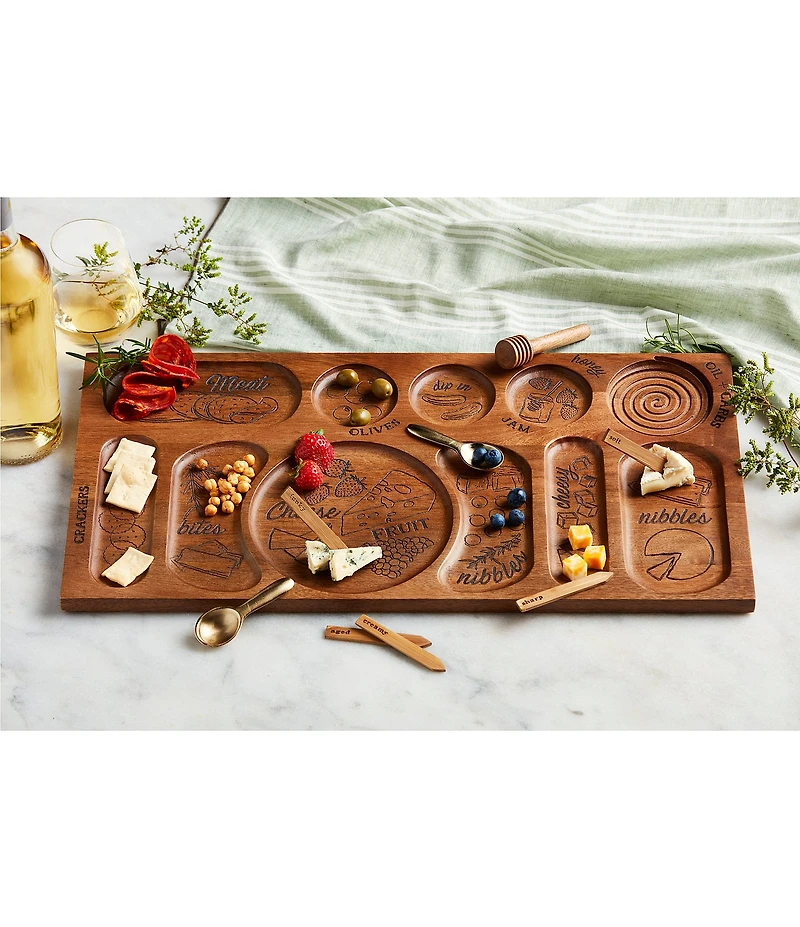 Mud Pie Wood Charcuterie Board 9-Piece Set