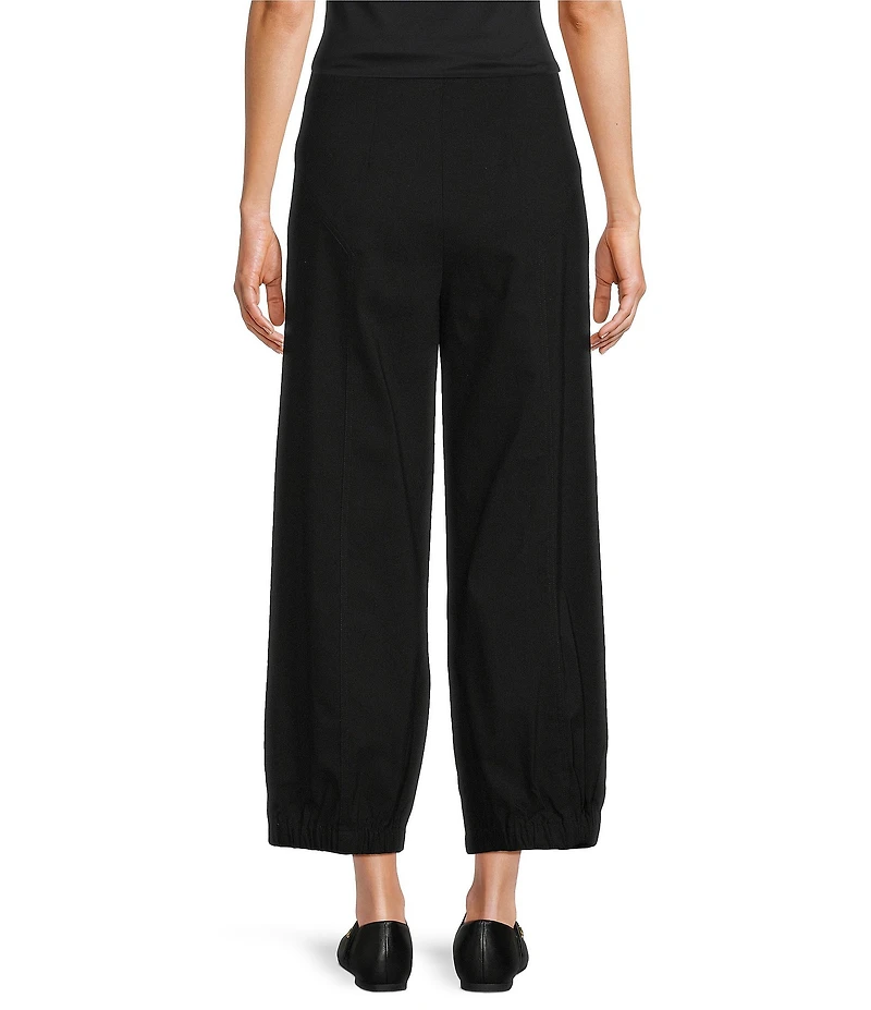 Multiples Solid Twill No Waist Side Panel Elastic Hem Cropped Pants