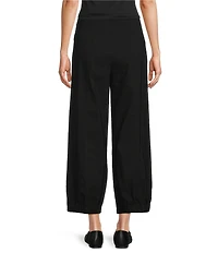 Multiples Solid Twill No Waist Side Panel Elastic Hem Cropped Pants