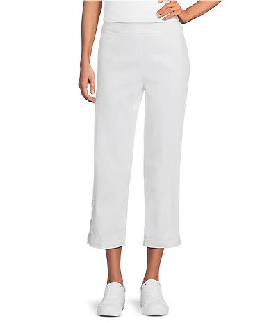 Multiples Straight Leg Double X-Strap Hem Pull-On Pants