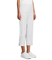 Multiples Straight Leg Double X-Strap Hem Pull-On Pants