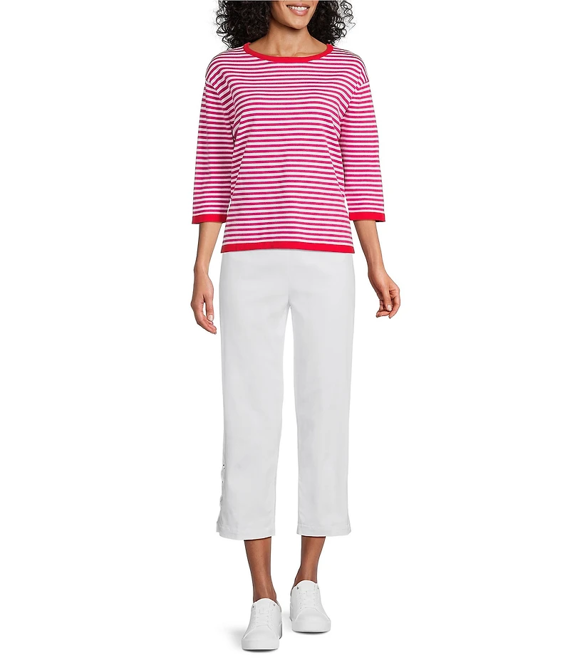 Multiples Straight Leg Double X-Strap Hem Pull-On Pants