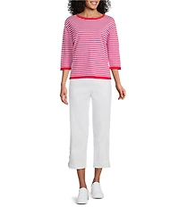 Multiples Straight Leg Double X-Strap Hem Pull-On Pants