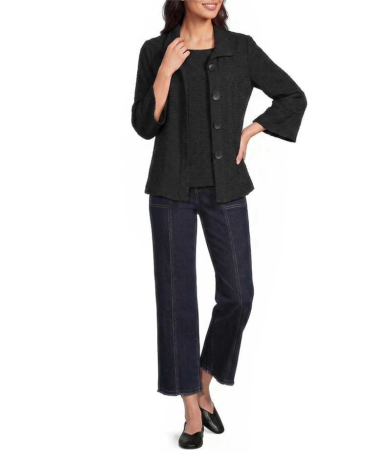 Multiples Clipped Jacquard 2-Piece Jacket Set