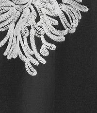 Multiples Crinkle Sheer All-Over Embroidery Point Collar 3/4 Sleeve Button Front Shirt