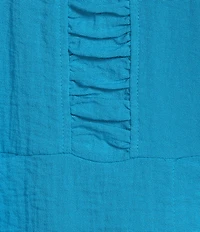 Multiples Crinkle Woven Scoop Neck 3/4 Shirred Detail Top