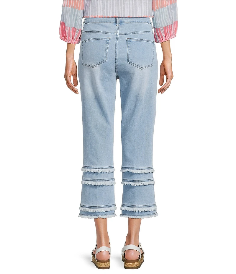 Multiples Denim Fringe Hem Flared Crop Jeans