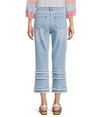 Multiples Denim Fringe Hem Flared Crop Jeans