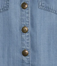 Multiples Denim Point Collar Rolled Tab 3/4 Sleeve Shirt Dress