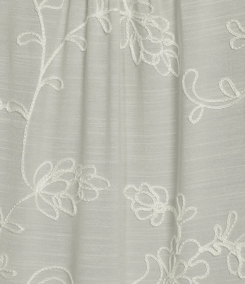 Multiples Embroidered Crinkle Woven Tie-Front Shirt