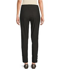 Multiples Fine Line Twill Ring Vent Hem Detail Pull-On Pants