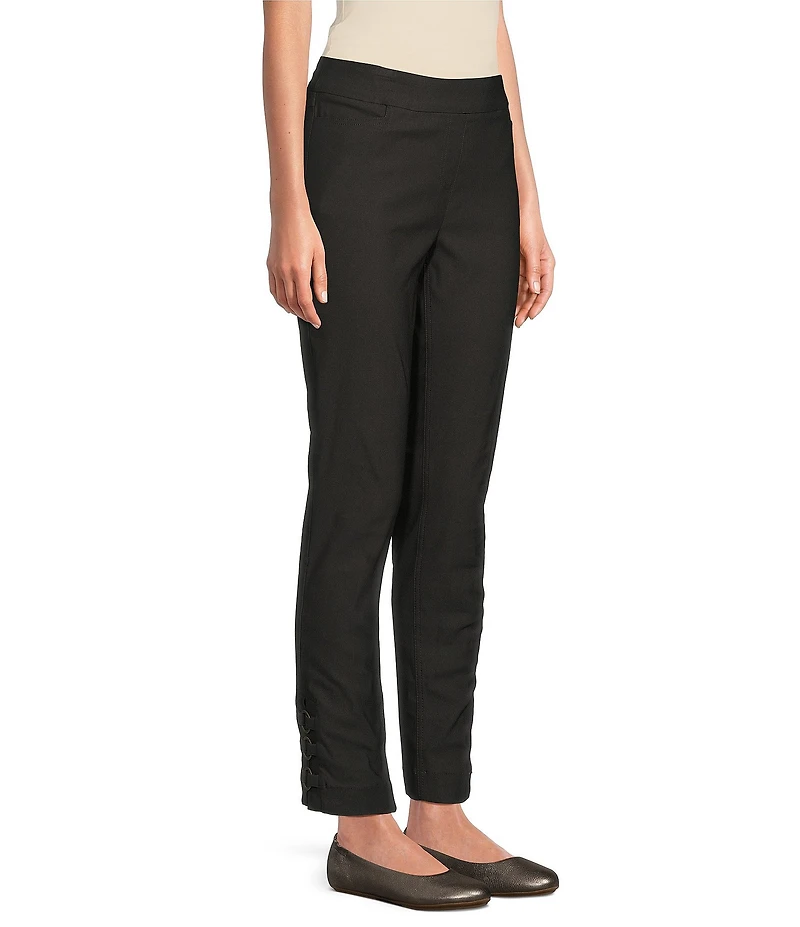 Multiples Fine Line Twill Ring Vent Hem Detail Pull-On Pants