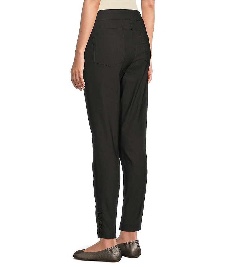 Multiples Fine Line Twill Ring Vent Hem Detail Pull-On Pants