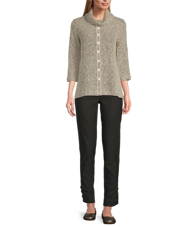 Multiples Fine Line Twill Ring Vent Hem Detail Pull-On Pants