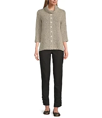 Multiples Fine Line Twill Ring Vent Hem Detail Pull-On Pants