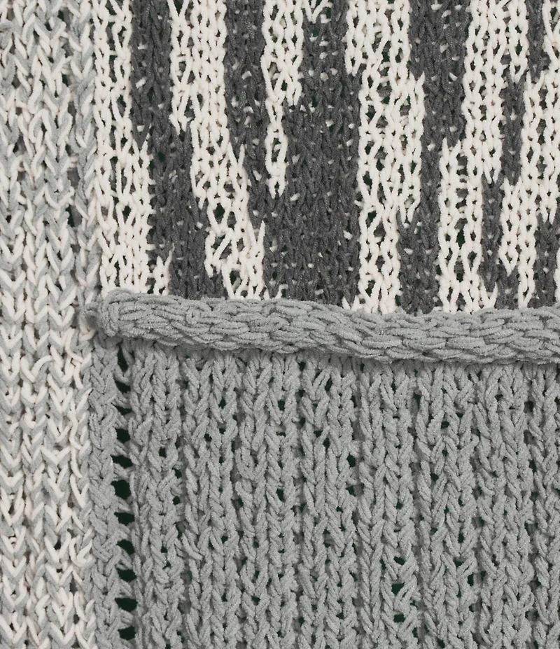 Multiples Jacquard Knit Solid Mixed Print Collared 3/4 Sleeve Button Front Cardigan