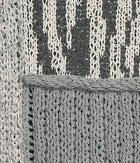 Multiples Jacquard Knit Solid Mixed Print Collared 3/4 Sleeve Button Front Cardigan