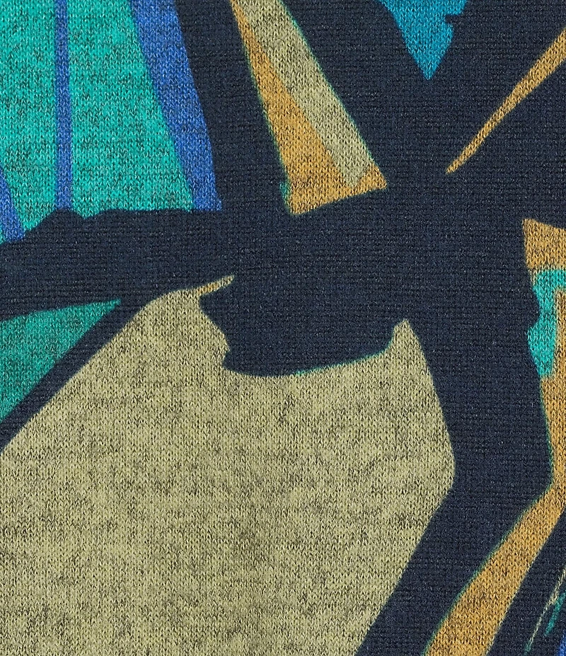 Multiples Knit Geometric Print Scoop Neck 3/4 Sleeve Top