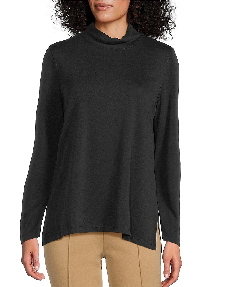 Multiples Knit Mock Neck Long Sleeve Popover Top
