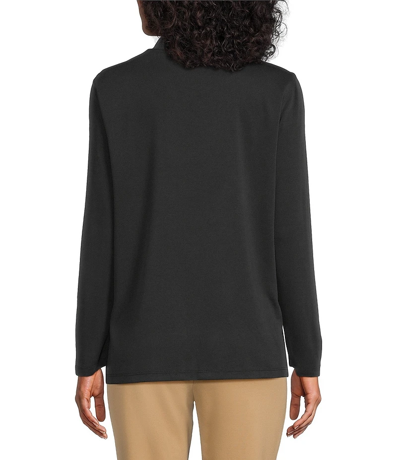 Multiples Knit Mock Neck Long Sleeve Popover Top