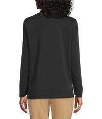 Multiples Knit Mock Neck Long Sleeve Popover Top