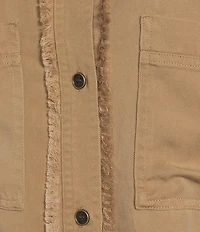 Multiples Lyocell Twill Point Collar Long Roll-Tab Sleeve Button-Front Fringed Shirt
