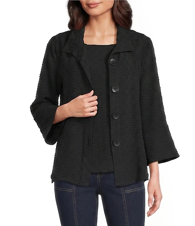 Multiples Petite Size Clipped Jacquard 2 Piece Jacket & Matching Tank