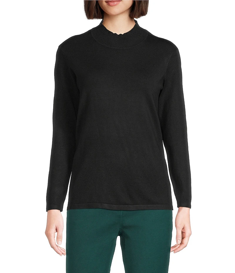 Multiples Petite Size Mock Neck Long Sleeve Fitted Sweater