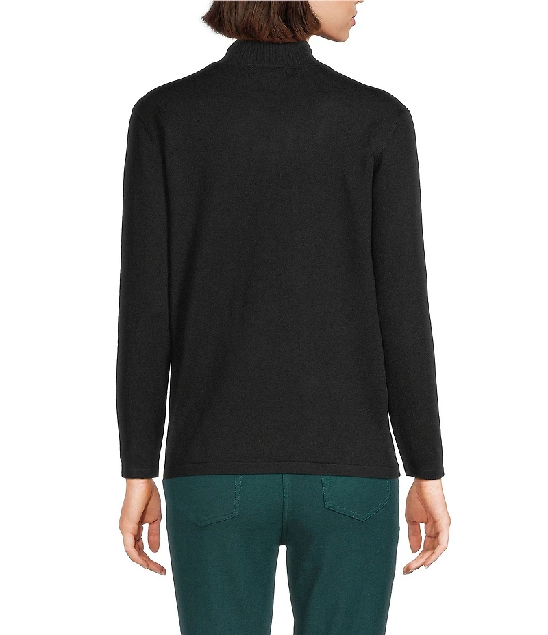 Multiples Petite Size Mock Neck Long Sleeve Fitted Sweater