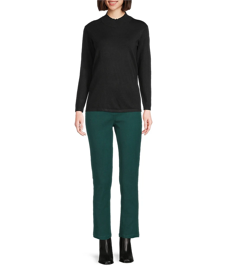 Multiples Petite Size Mock Neck Long Sleeve Fitted Sweater