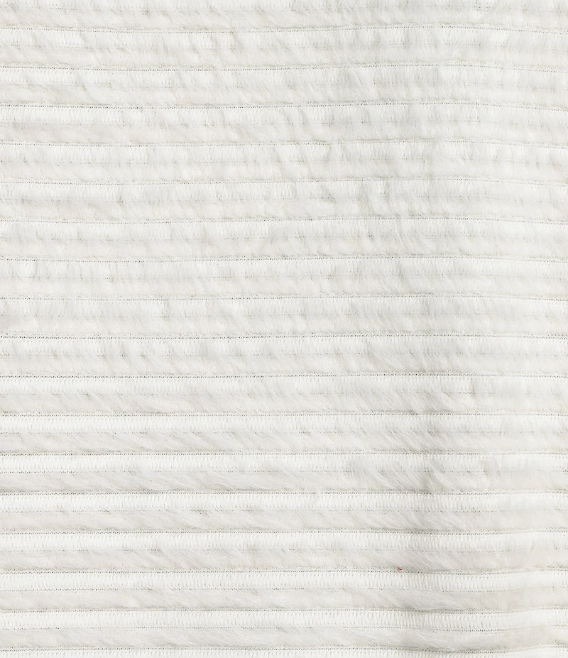 Multiples Petite Size Soft Textured Striped Knit Wrap Collar 3/4 Bungee Sleeve Top