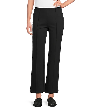 Multiples Petite Size Solid 4-Way Stretch Ponte Elastic No-Waist Pintuck Pull-On Ankle Pants