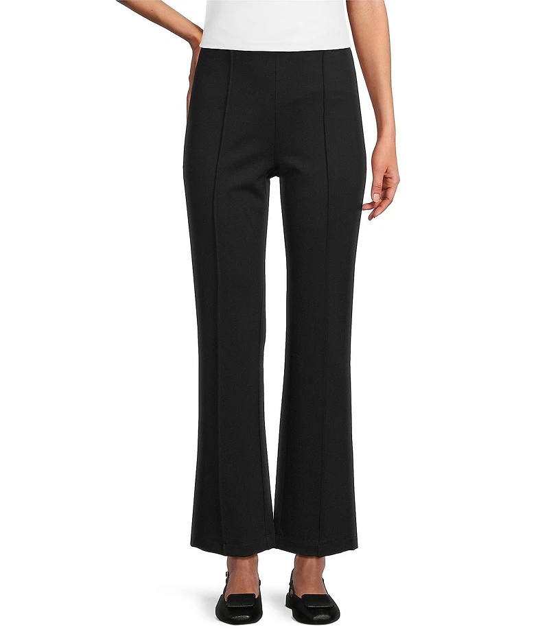 Multiples Petite Size Solid 4-Way Stretch Ponte Elastic No-Waist Pintuck Pull-On Ankle Pants