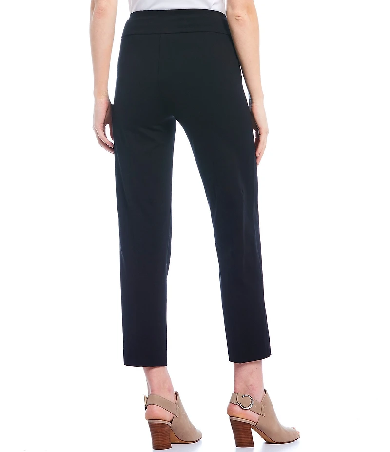 Slimsation® by Multiples Petite Size Solid Pull-On Easy Fit Knit Straight Leg Ankle Pants