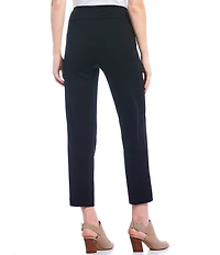 Slimsation® by Multiples Petite Size Solid Pull-On Easy Fit Knit Straight Leg Ankle Pants
