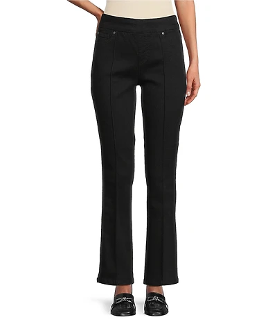 Multiples Petite Size Stretch Denim Flare Leg Pull-On Pants